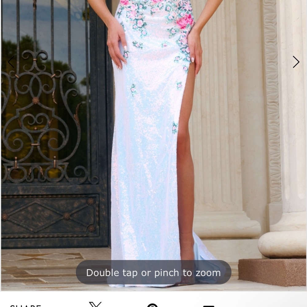 Jovani Floral Embellished High Slit Gown – Style 40464